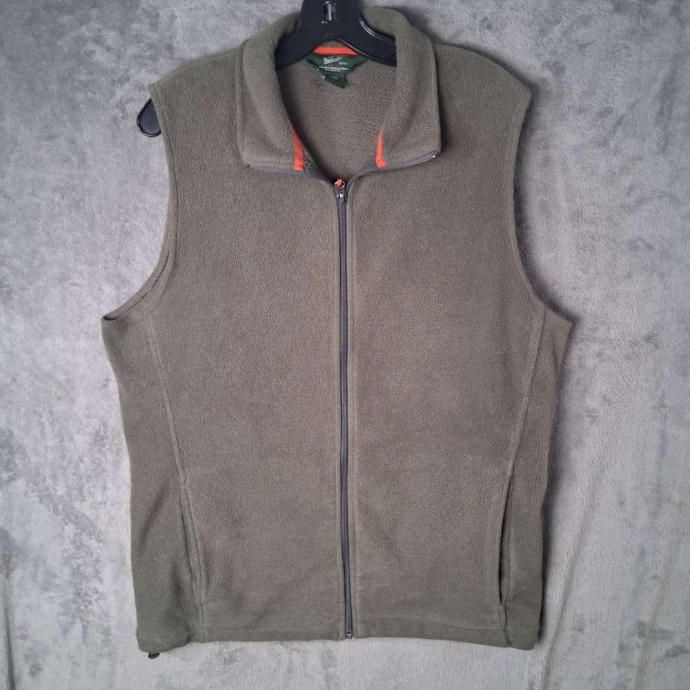Woolrich Mens Fleece Vest Dark Shale Green Full Zip 18037 Large
